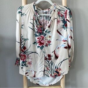DR2 | Button Front V-neck Floral Top